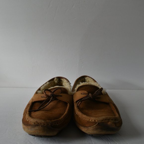 UGG Men's Byron Chestnut Brown Slip On Moccasin's Loafer Slipper Size 10 - Picture 2 of 10
